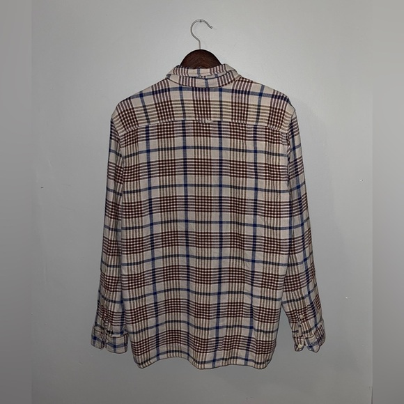 Levi’s Flannel Men’s Size XXL Beige Brown Navy Plaid Cotton‎ Shirt Button-Up - Picture 6 of 9